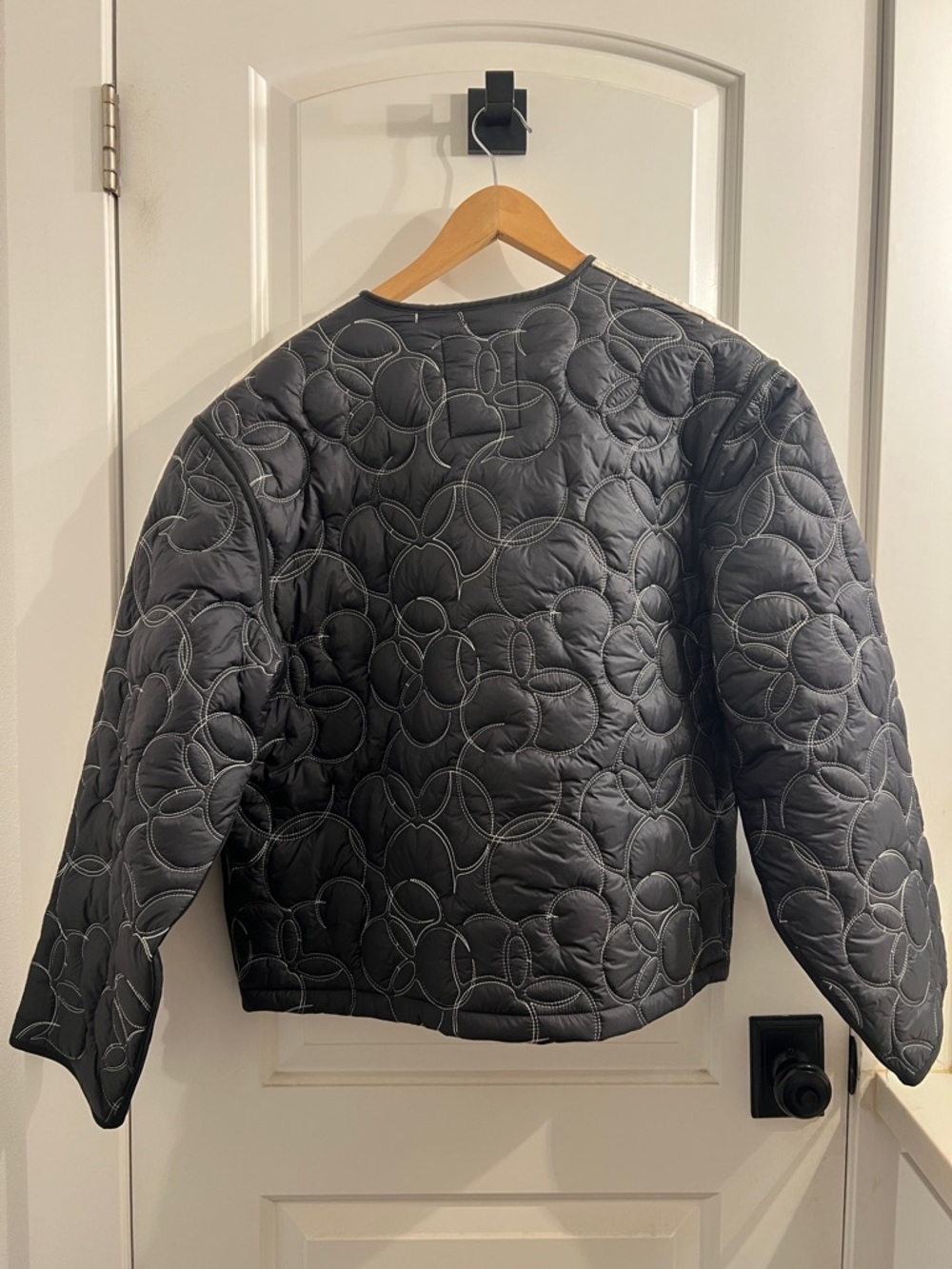 ADIDAS X THUG CLUB Black Quilted Jacket with White Three Stripes - Picture 5 of 5